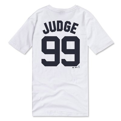 MLB Majestic-紐約洋基隊Aaron Judge背號99號T恤 白色