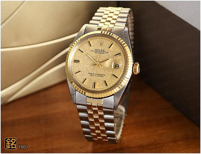 大銘腕錶 二手極新品 勞力士 ROLEX 蠔式 1601 稀有半金款捲帶 36MM RX275028
