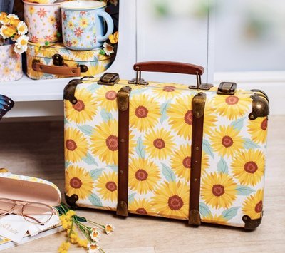 [SECOND LOOK]英國雜貨 Sass & Belle 向日葵 厚紙 銅製 行李箱 手提箱
