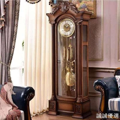 現貨熱銷-德國赫姆勒機械落地鐘歐式別墅立式客廳座鐘中式復古美式擺鐘古典