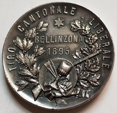 瑞士銀章1895 Bellinzona Tiro Cantonale Liberale Silver Medal.