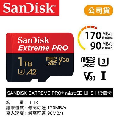【eYe攝影】公司貨 SanDisk Extreme PRO 1T microSD TF 170MB/s A2 記憶卡