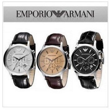 ARMANI亞曼尼手錶 AR2433男士石英錶(Armani)經典復古系列 真皮皮帶手錶