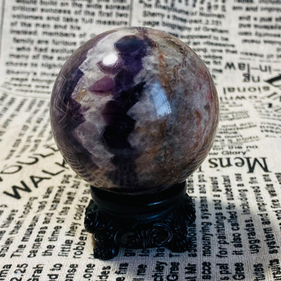 C1277天然紫水晶球擺夢幻紫色水晶居家飾品，原石打磨，隨手 水晶 原石 把件【玲瓏軒】