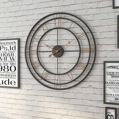 時鐘 亞馬遜熱賣產品歐式創意鐵藝鐘錶 家居客廳時鐘金屬圓形掛鐘