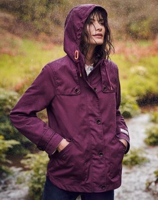 Miolla 英國品牌 Joules 深紫色內裡格紋襟片款防水防風透氣風衣外套