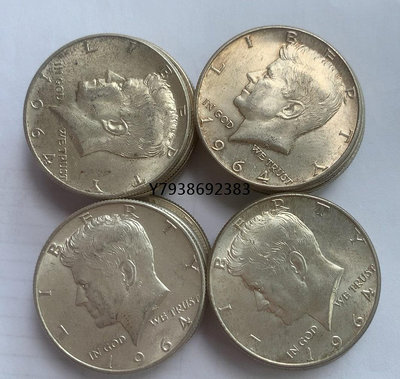美國肯尼迪半美元銀幣 1964年  銅錢古錢幣錢幣收藏