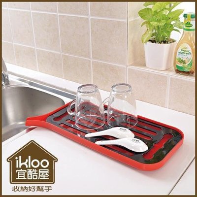 【ikloo】日系輕巧瀝水盤-三色可選/排水管可依需求自由轉向/流理台架 廚房水漕瀝水籃/杯架/碗盤架/廚房收納