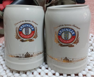 ╭✿㊣ 二手 ERDINGER 艾丁格 精品 陶瓷啤酒杯 500 cc 德國復古啤酒馬克杯【直徑10高13CM】$599
