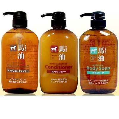 【美妝行】日本製 熊野油脂 馬油無矽靈洗髮精/潤髮乳/沐浴乳600ml 三款可選