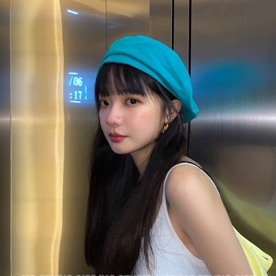 MG STUDIO/顯白湖綠色甜美貝雷帽子女夏季薄款時尚英倫畫家帽復古百搭帽子