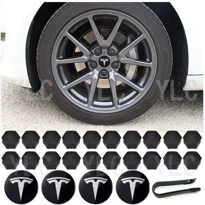 YLC。車輪標 輪圈蓋 適用於 TESLA 特斯拉 Model3 X S Y輪轂蓋螺絲帽 中心裝飾蓋改裝配件