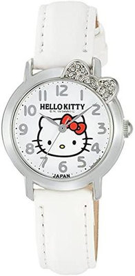 Citizen【日本代購】 凱蒂貓 Hello Kitty 指針顯示皮革錶帶腕錶 白色