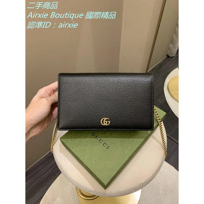 二手精品 古馳 Gucci GG Marmont Mini 黑色 鏈帶包 側背包 肩背包 翻蓋包 497985