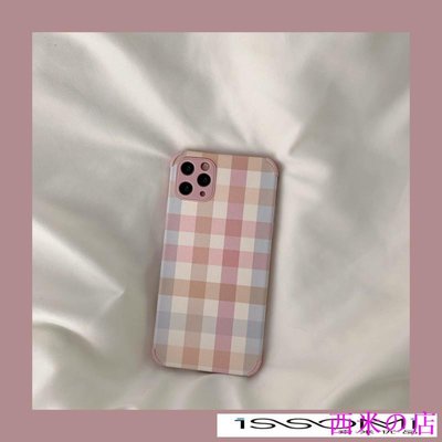 Sonaの屋【】粉色格子適用iPhone11 12pro max蘋果13 8plus手機殼x xr se簡約mini女手機保護
