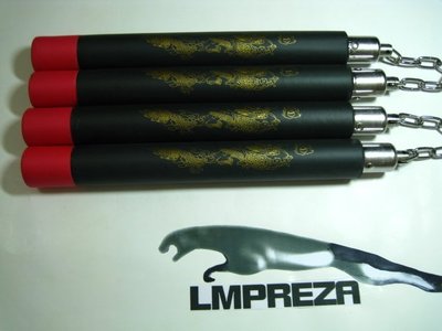 翼豹lmpreza雙節棍-泡棉初學者專用黑色紅尾-龍形圖案200g雙節棍-練習-表演-實戰-防身-塑膠管包覆泡棉雙節棍