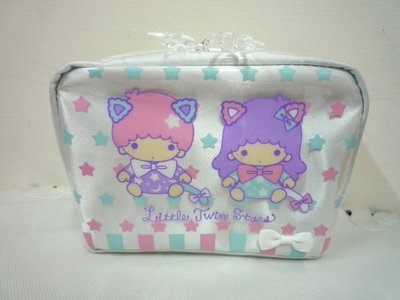 花見雜貨~日本進口全新正版雙子星小雙星仙子kiki&amp;lala方型防水化妝包收納包貓咪造型