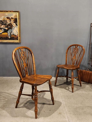 高品質 英國 百年 手工 全實木  溫莎椅 古董椅 木椅 歐洲古董老件 ch1001【卡卡頌  歐洲古董】✬