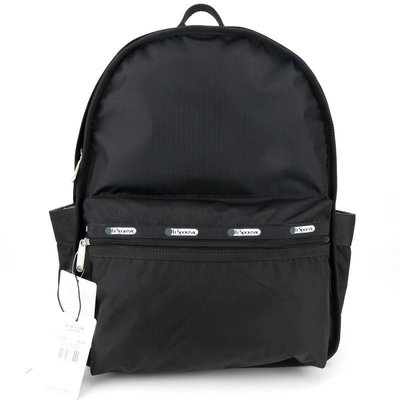 LeSportsac 經典黑 3747 雙主袋多夾層設計 大容量 輕量雙肩降落傘防水後背包 書包 旅行 限量推薦