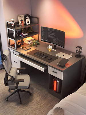 電腦桌台式臥室辦公桌簡約現代家用書桌帶抽屜寫字桌子簡易工作台