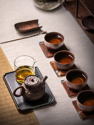 九土陶瓷干泡茶盤復古方形壺承日式茶托盤家用干泡台茶道功夫茶具~小滿良造館