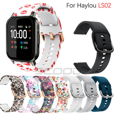 XIAOMI 適用於小米 Haylou Ls02 智能手錶花朵印花帶手鍊的 20 毫米矽膠運動錶帶