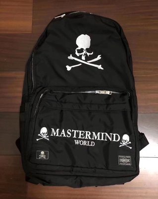 日本mastermind japan潮牌head porter聯名款刺繡骷髏骨頭黑色書包背包