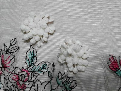 白色水溶多層刺繡純棉立體花朵花蕊diy 5ps