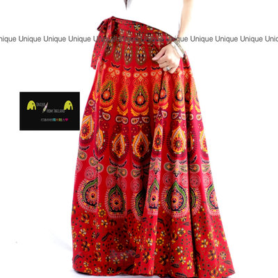 Unic＠🔥印度進口波西米亞風一片長裙『SL742紅🇮🇳印度純棉手工蓋印👗絕美異國風長裙』波西米亞 異國風 長裙 一片裙