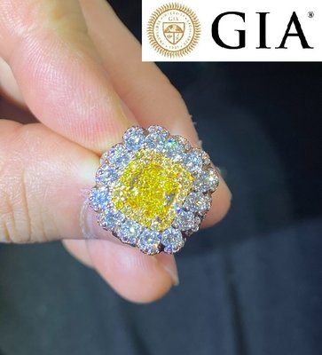 【台北周先生】天然Fancy正黃色鑽石 2.03克拉 Even分布 VS2高淨度 18K金豪華美戒 送GIA證書