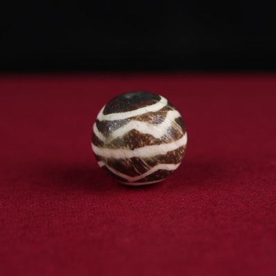 佛珠配件 16mm天然木色水紋邦迪克木化石旁系天珠圓形配珠散珠多寶手串配飾