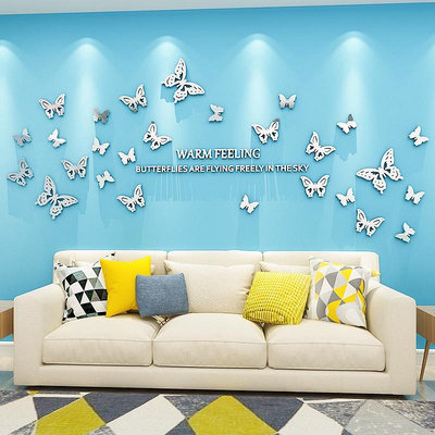 【DAORUI】蝴蝶 壁貼 DIY 蝴蝶裝飾 3D 亞克力立體牆貼 客廳 臥室 床頭 溫馨浪漫 牆面装飾