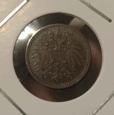 奧地利1915年雙頭鷹1赫勒銅幣特價-NP