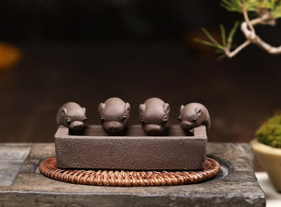 椒房 宜興紫砂茶寵雕塑擺件小豬槽茶壺茶具禮品定制 (茗雅）
