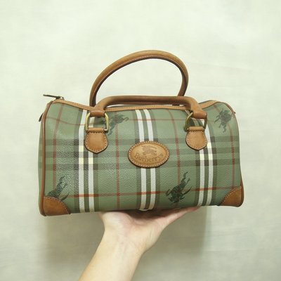 Burberry 波士頓包 手提包 手提袋 包包 極稀有 英格蘭製 老品 復古 古著 Vintage