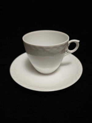 皇家哥本哈根/丹麥丹麥哥本哈根白瓷半蕾絲紅茶杯 咖啡杯 摩卡