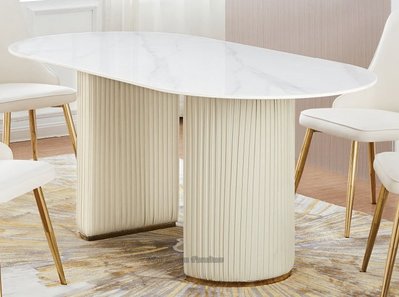 【N D Furniture】台南在地家具-皮革腳座180cm岩板餐桌GH