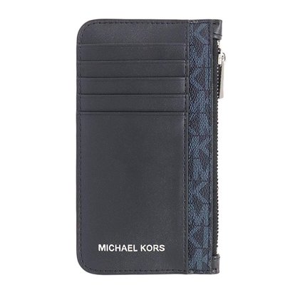 【美麗小舖】MICHAEL KORS MK 大款藍色防刮PVC皮革 名片夾 卡片夾 錢包 零錢包~M91324