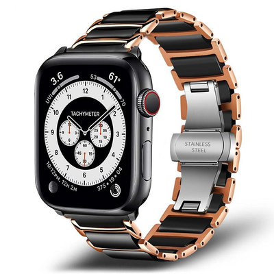 天極TJ百貨不銹鋼陶瓷錶帶適用於 Apple Watch 7 41mm 6 SE 44mm 40mm蘋果手錶錶帶