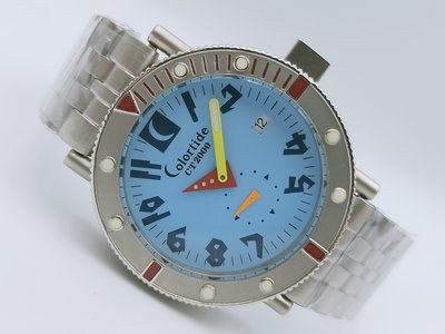【TELUX】TELUX 鐵力士 Colortide CT2000 藍面石英小秒針 日期顯示 不銹鋼經典錶款 全新