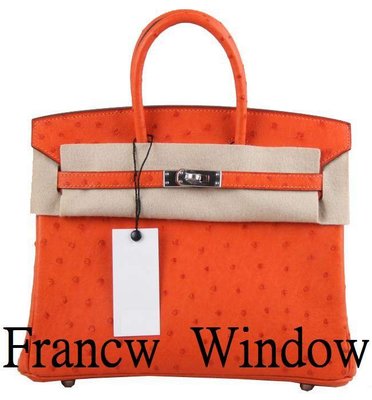 France Window 愛馬仕柏金包 Hermes Birkin 5K靚橘色鴕鳥皮 25Cm