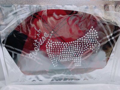 全新Scottish House~2020春夏紅黑格紋水鑽大狗立體口罩