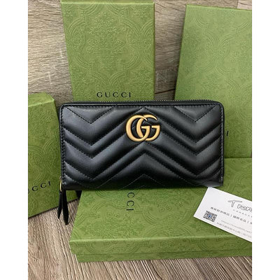 ✨Gucci GG MARMONT 馬夢拉鏈長夾 443123 DTD1T 1000