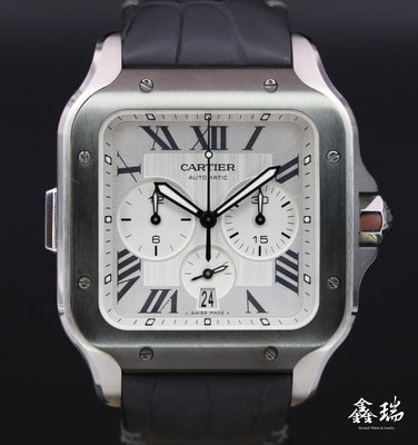 【鑫瑞鐘錶】Cartier 卡地亞 SANTOS DE CARTIER WSSA0017 計時碼錶 ADLC外圈 不鏽鋼 盒單全 2020