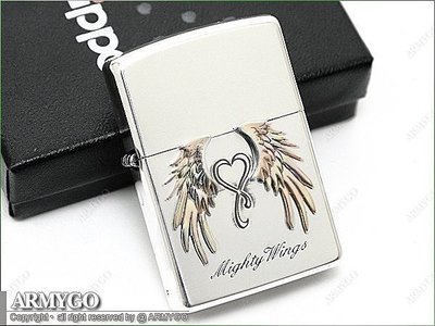 【ARMYGO】ZIPPO原廠打火機-日系-Mighty Wings系列- 銀色款