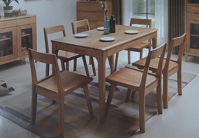 全實木餐桌簡約橡木小戶型飯桌原木色北歐餐桌椅組合