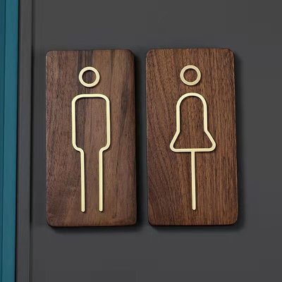 現貨熱銷-創意純黃銅衛生間門牌標識掛牌男女洗手間廁所門牌指示牌WC標識牌