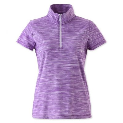 【ZMO】女涼感立領短袖POLO衫-紫色 AX596