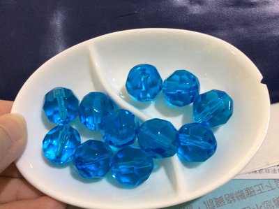 玻璃珠 水晶玻璃 水藍 黃綠 透明 球形 圓潤切面 手鍊項鍊 飾品 材料 直徑約13.5mm $15/5顆