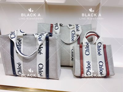 【BLACK A】精品Chloé Woody 帆布托特包 棕色/藍色 CHLOE